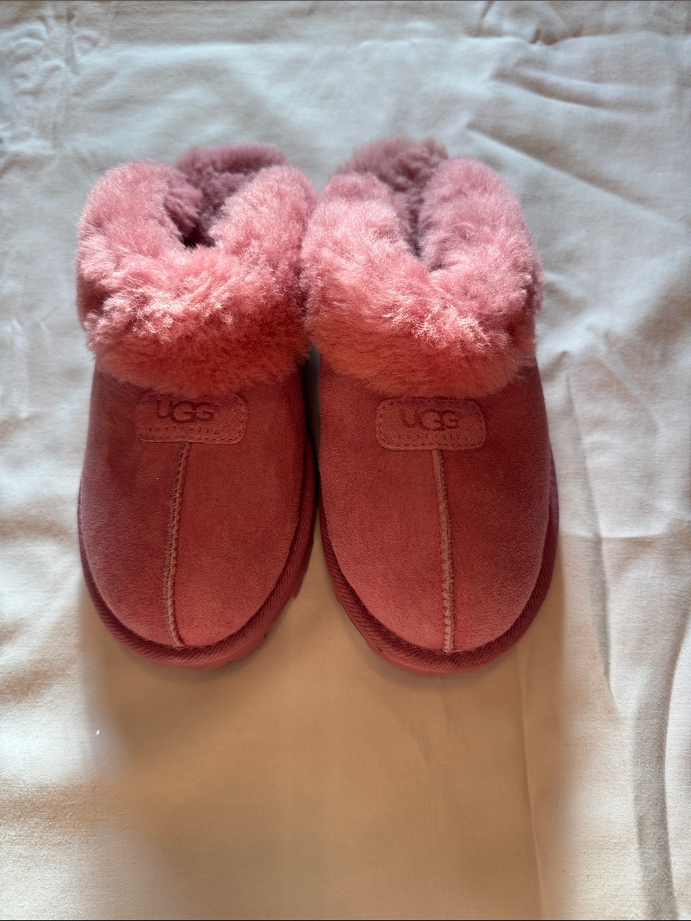 UGG Women's Rose Pink Shearling Clog Slippers